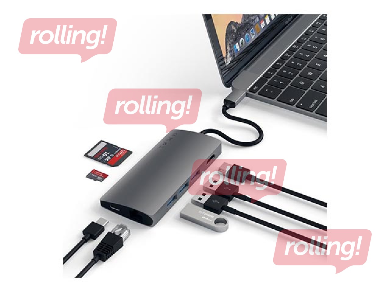 Daudzportu adapteris Satechi USB-C  4K HDMI, Gigabit Ethernet V2