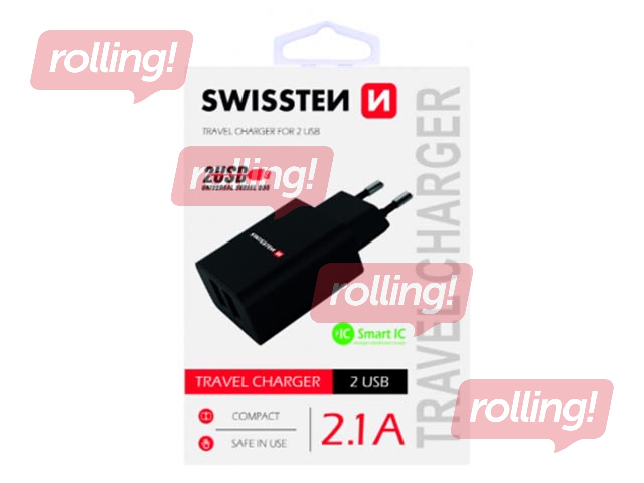 Laadija Swissten Premium USB + USB, 2.1А , 10.5W, must