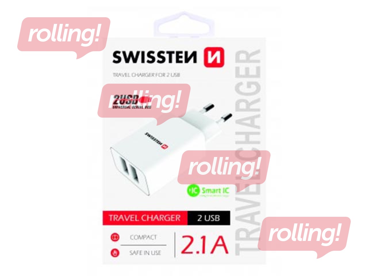 Lādētājs Swissten Premium USB + USB, 2.1А , 10.5W, balts