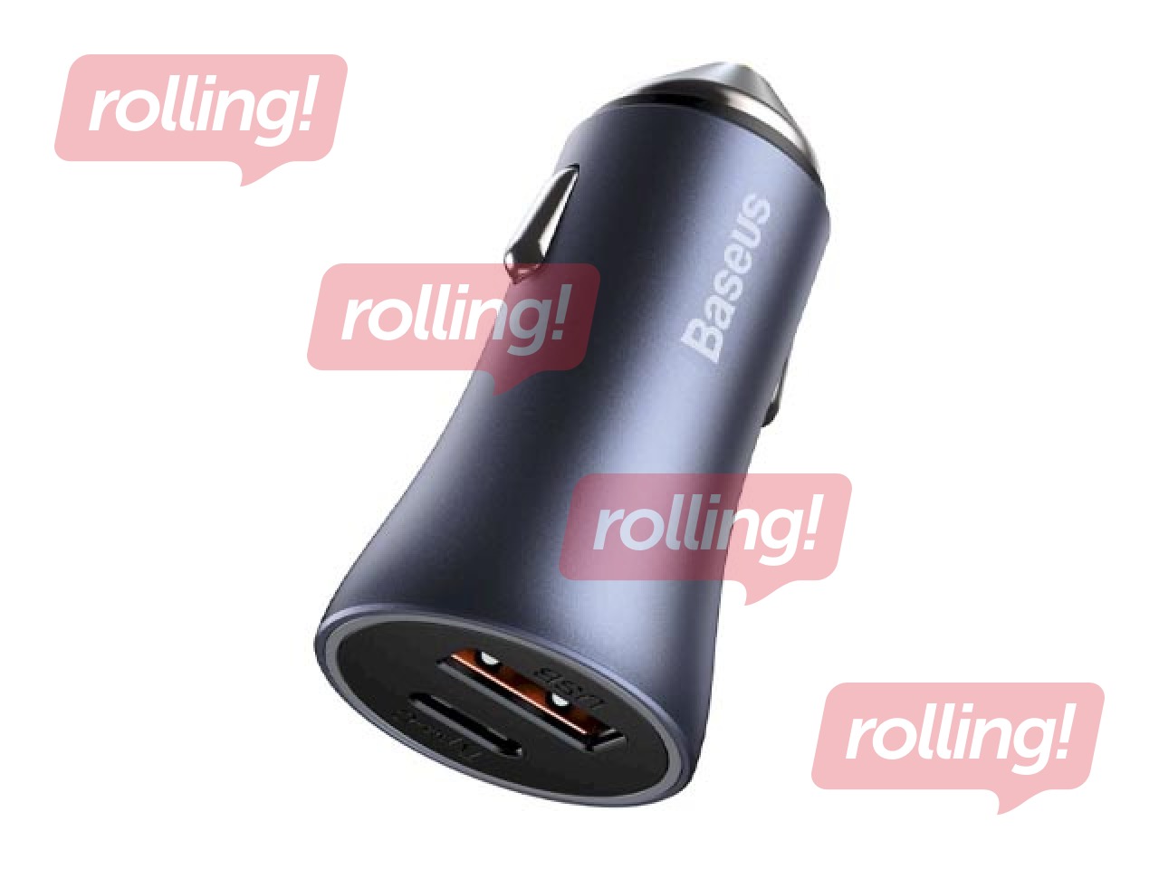 Auto lādētājs Baseus Golden Contactor Pro USB + Type C, vads komplektā, QC4.0, PD, SCP, 40W, pelēks