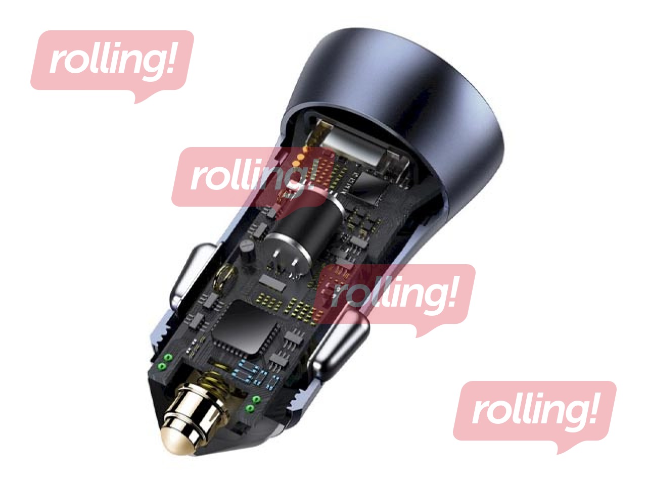 Auto lādētājs Baseus Golden Contactor Pro USB + Type C, vads komplektā, QC4.0, PD, SCP, 40W, pelēks