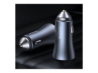 Auto lādētājs Baseus Golden Contactor Pro USB + Type C, vads komplektā, QC4.0, PD, SCP, 40W, pelēks