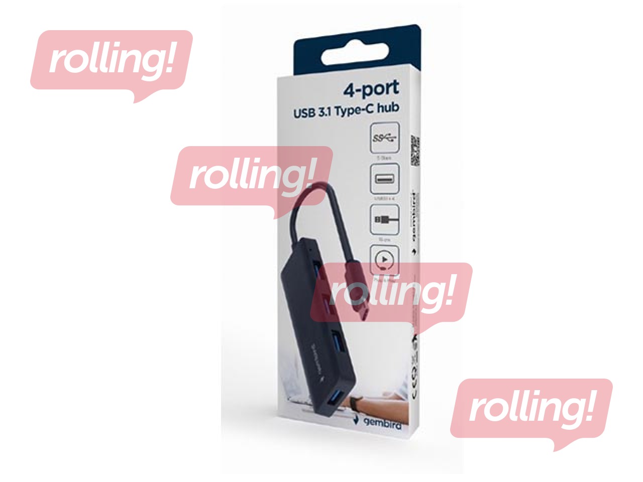 USB Hub Gembird 4-port USB-C uz 4 x USB 3.1 (Gen 1)