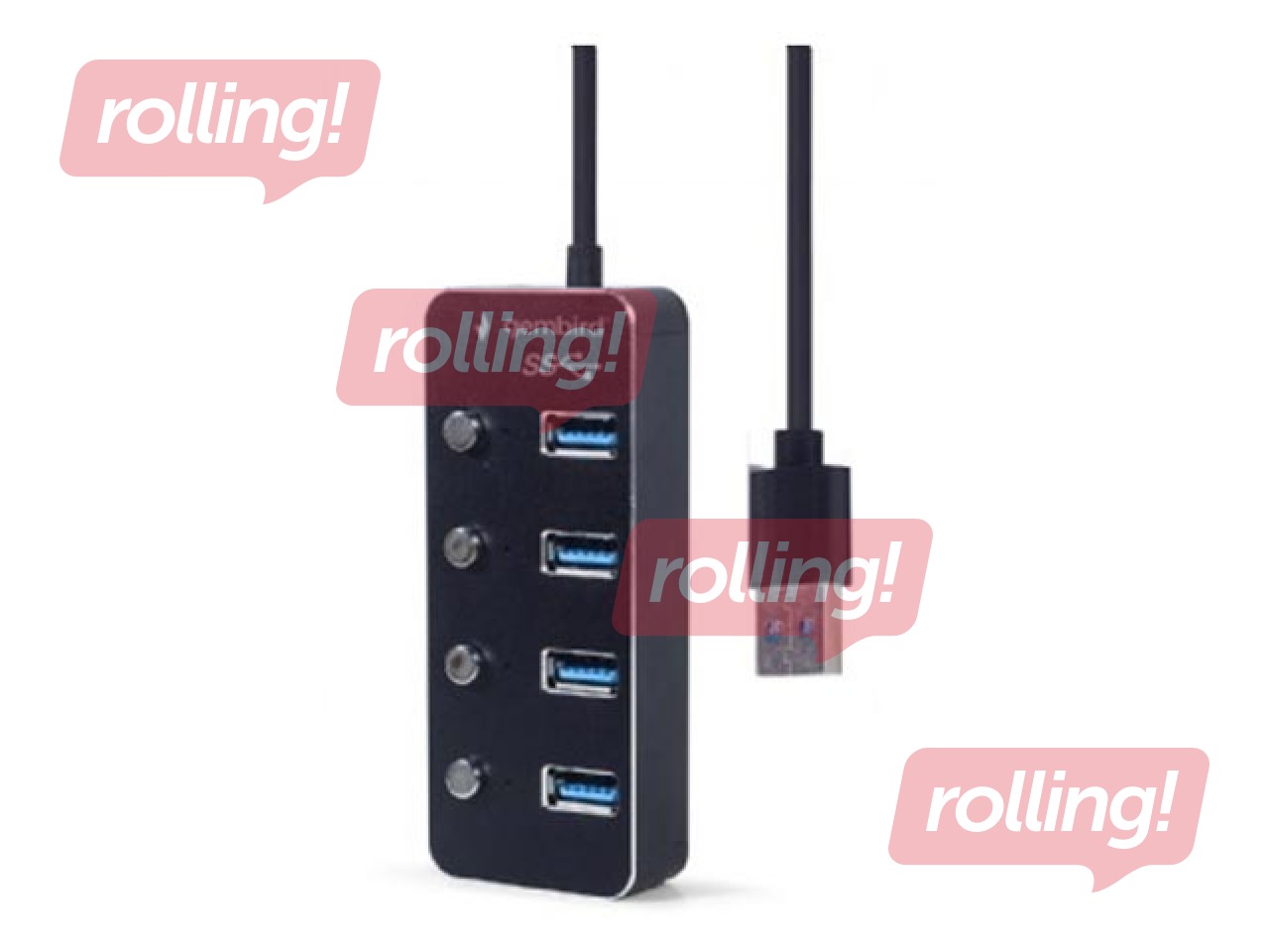 Gembird USB 3.1 (Gen 1) toitega 4-pordiline jaotur koos lülititega, must