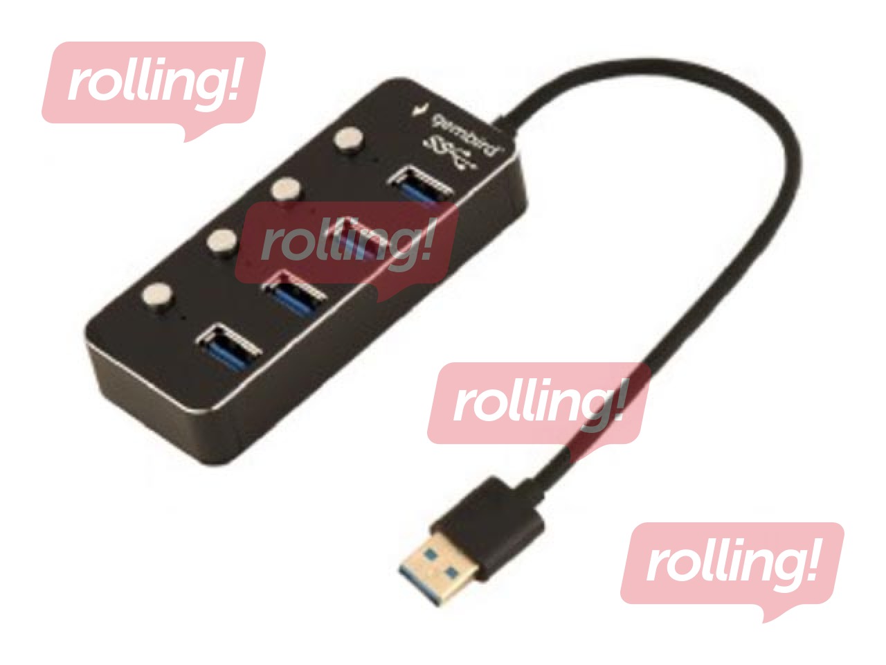 USB Hub Gembird USB 3.1 (Gen 1) powered 4-port with switches, black