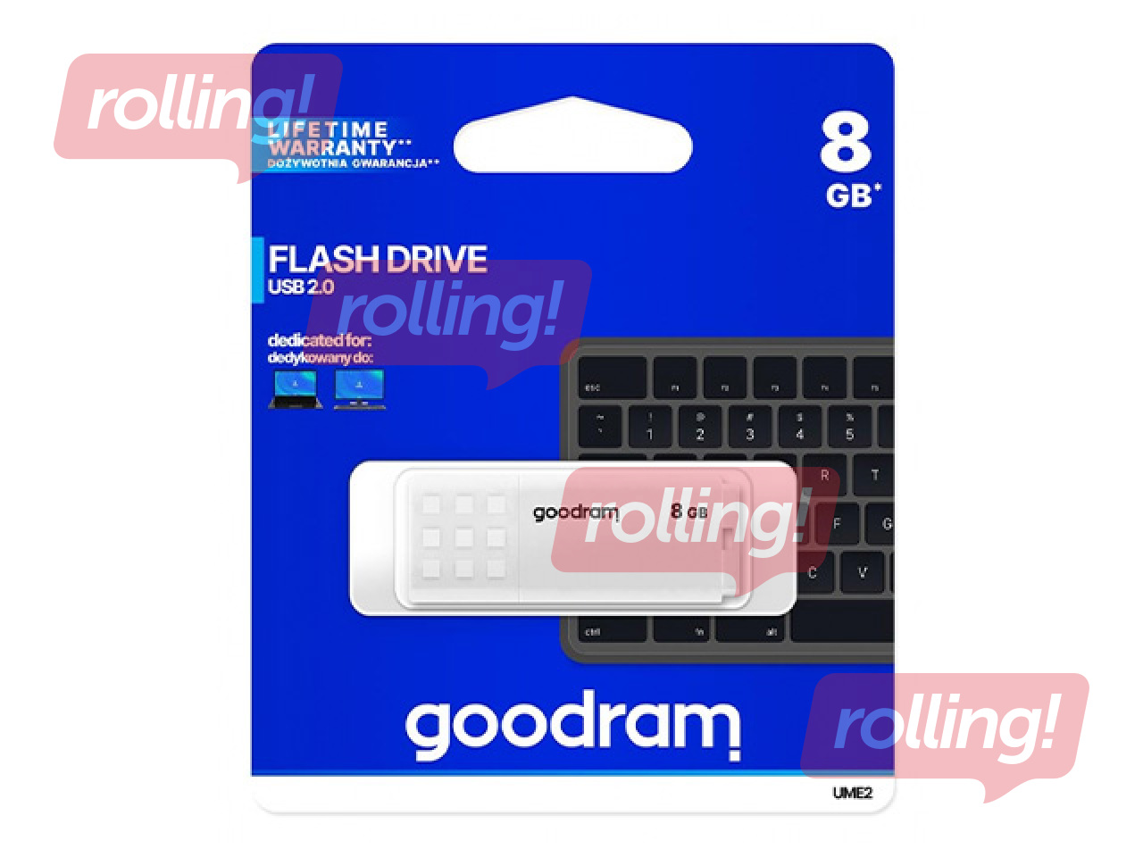 USB flash drive Goodram UME2, USB 2.0, 8GB, white