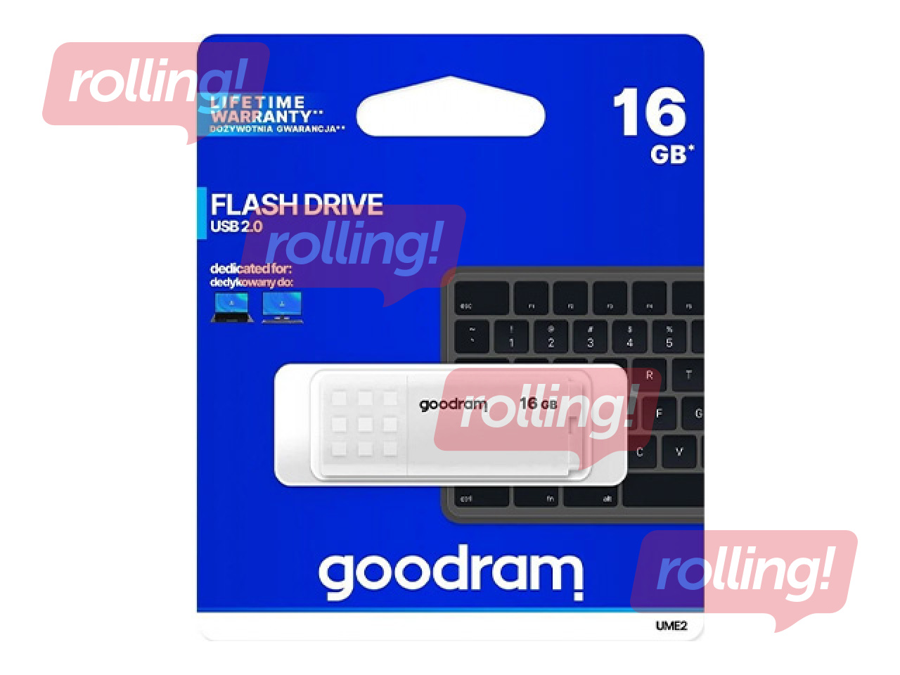 USB datu nesējs Goodram UME2, USB 2.0, 16GB, balta