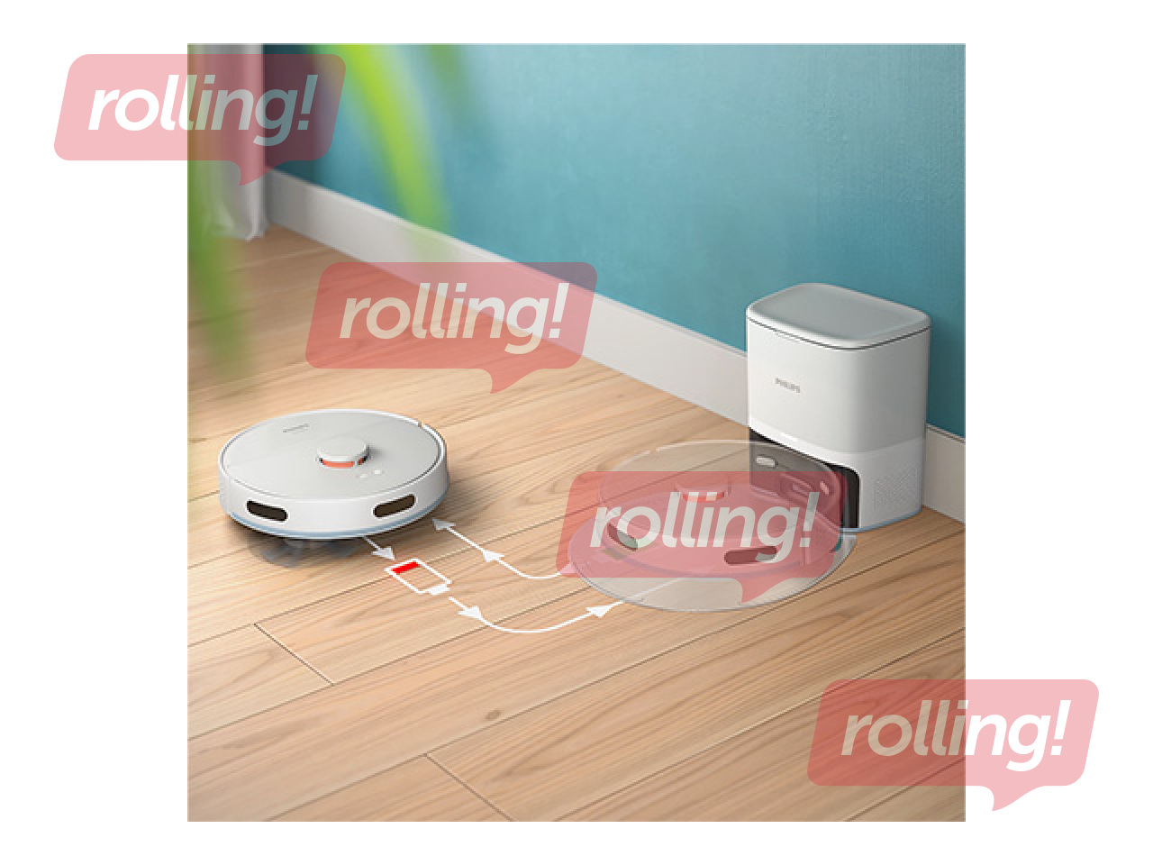 Putekļu sūcējs robots Philips HomeRun 2000 ar mazgāšanas funkciju, balts